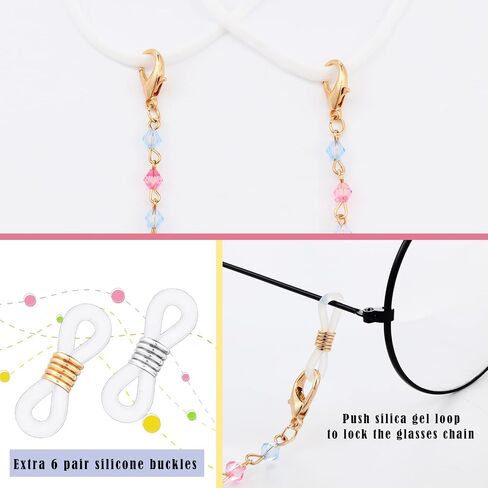 MTLEE 6 Pieces Kids Mask Lanyard Cute Beaded Glasses Chain Mask Necklace Holder with 12 Eyeglasses Chain Ends for Women Girls in Saudi Arabia