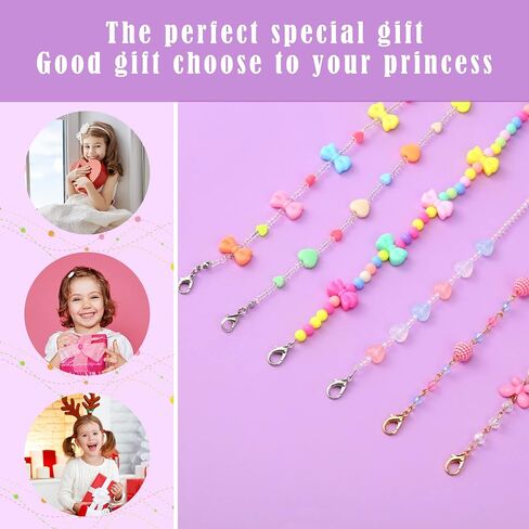 MTLEE 6 Pieces Kids Mask Lanyard Cute Beaded Glasses Chain Mask Necklace Holder with 12 Eyeglasses Chain Ends for Women Girls in Saudi Arabia
