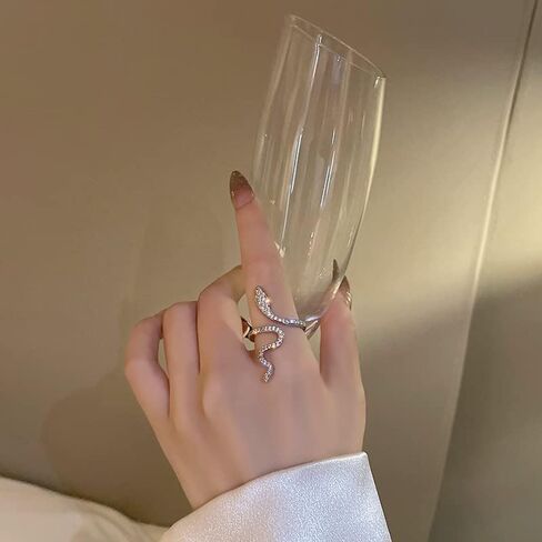 HEIMAXING Snake Ring for Women, Cubic Zirconia Opening Adjustable Animal Band Ring, Fashion Rhinestones Jewelry Gifts for Teen Girls Friend Family Lover in Kuwait