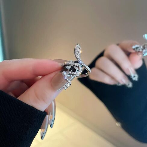 HEIMAXING Snake Ring for Women, Cubic Zirconia Opening Adjustable Animal Band Ring, Fashion Rhinestones Jewelry Gifts for Teen Girls Friend Family Lover in Kuwait