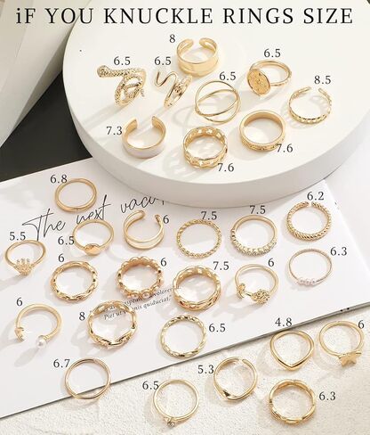 iF YOU 30 Pcs Vintage Gold Knuckle Rings Set, Boho Butterfly Snake Stackable Finger Rings for Women Girls, Silver Midi Rings Pack in Saudi Arabia