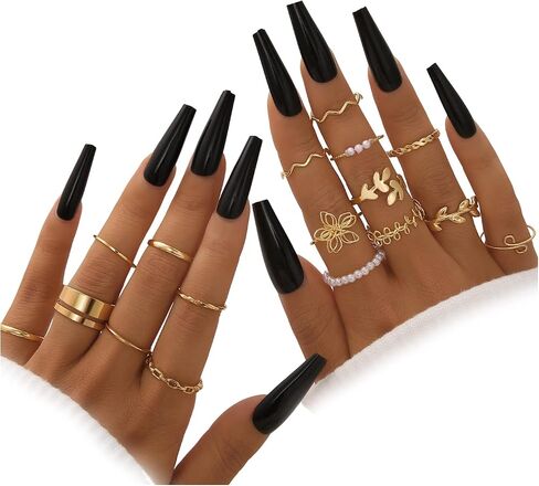 FAXHION 27 Pcs Gold Knuckle Rings Set for Women Girls, Vintage Stackable Boho Snake Finger Rings, Midi Hollow Rings Pack in Saudi Arabia