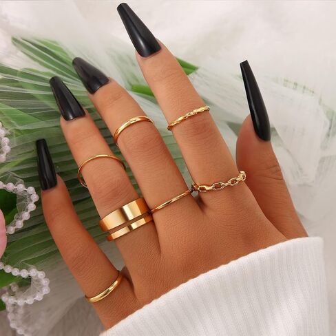 FAXHION 27 Pcs Gold Knuckle Rings Set for Women Girls, Vintage Stackable Boho Snake Finger Rings, Midi Hollow Rings Pack in Saudi Arabia