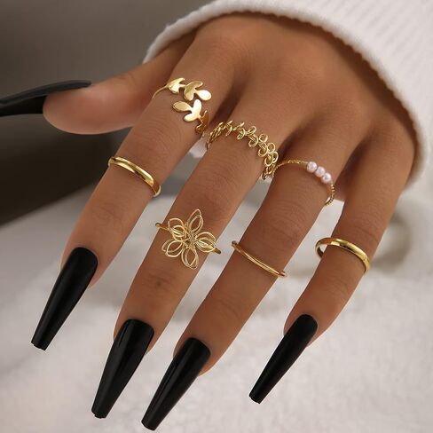 FAXHION 27 Pcs Gold Knuckle Rings Set for Women Girls, Vintage Stackable Boho Snake Finger Rings, Midi Hollow Rings Pack in Saudi Arabia