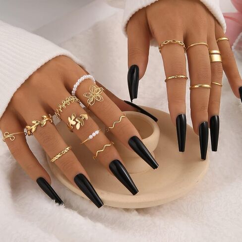 FAXHION 27 Pcs Gold Knuckle Rings Set for Women Girls, Vintage Stackable Boho Snake Finger Rings, Midi Hollow Rings Pack in Saudi Arabia