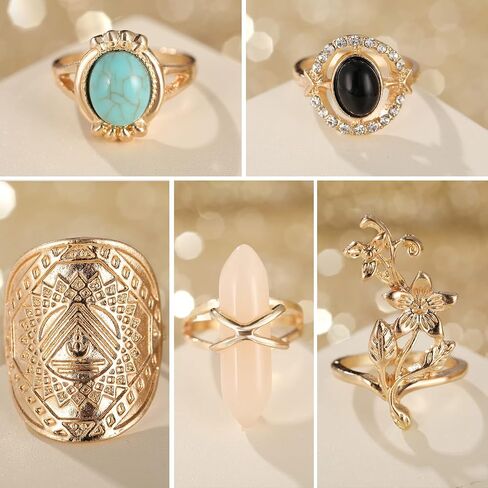 17 MILE 82 Pcs Vintage Silver Knuckle Rings Set for Women, Bohemian Stackable Joint Finger Rings, Retro Stone Crystal Stacking Midi Rings Pack in Saudi Arabia