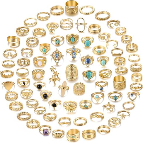 17 MILE 82 Pcs Vintage Silver Knuckle Rings Set for Women, Bohemian Stackable Joint Finger Rings, Retro Stone Crystal Stacking Midi Rings Pack in Saudi Arabia