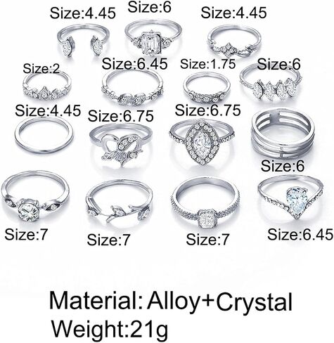 BELICEY 9-15PCS Knuckle Stacking Rings Set for Women Crystal Rhinestone Finger Statement Ring Sets Vintage Joint Knot Mid Rings for Teen Girls Stackable Rings Jewelry Accessories in Kuwait