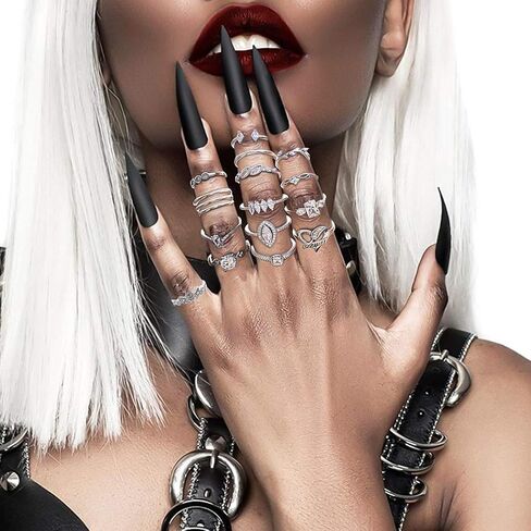 BELICEY 9-15PCS Knuckle Stacking Rings Set for Women Crystal Rhinestone Finger Statement Ring Sets Vintage Joint Knot Mid Rings for Teen Girls Stackable Rings Jewelry Accessories in Kuwait