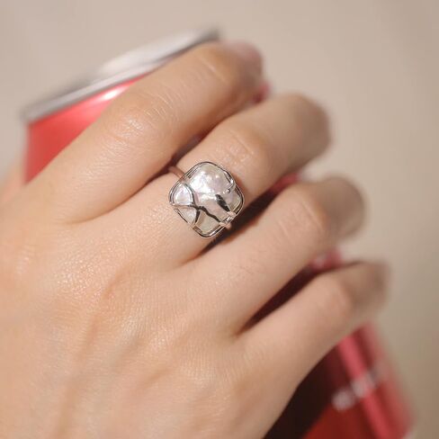 SEEMSAY Silver Baroque Pearl Ring for women 925 Sterling Silver Ring in Saudi Arabia