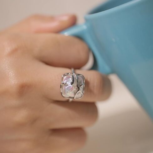 SEEMSAY Silver Baroque Pearl Ring for women 925 Sterling Silver Ring in Saudi Arabia