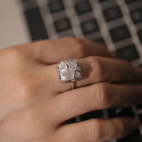 SEEMSAY Silver Baroque Pearl Ring for women 925 Sterling Silver Ring in Saudi Arabia
