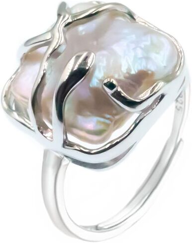SEEMSAY Silver Baroque Pearl Ring for women 925 Sterling Silver Ring in Saudi Arabia