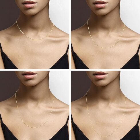 Miabella 925 Sterling Silver or 18Kt Yellow Gold Over Silver Italian 1.3mm Adjustable Solid Diamond Cut Thin Bolo Cable Chain Necklace for Women, Slider Chain 14-24 Inch Made in Italy in Kuwait