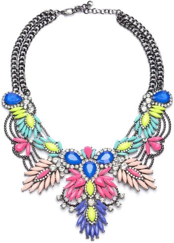Lovage Colorful Resin Bubble Bib Statement Necklace Bohemian Chunky Collar Jewelry in Saudi Arabia