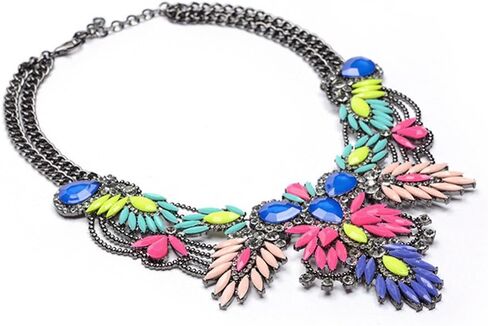 Lovage Colorful Resin Bubble Bib Statement Necklace Bohemian Chunky Collar Jewelry in Saudi Arabia