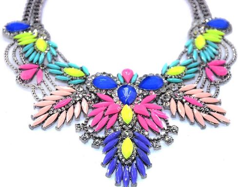 Lovage Colorful Resin Bubble Bib Statement Necklace Bohemian Chunky Collar Jewelry in Saudi Arabia