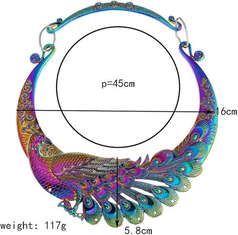 الرجعية خمر العرقية منحوتة الطاووس مكتنزة مريلة طوق المختنق قلادة للنساء الهندي مبالغ فيها مجوهرات ممسوك عقد بطرا عتيق كلاسيكي in Kuwait