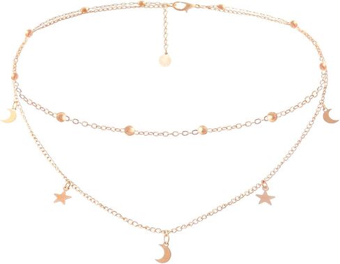 BaubleStar Star Moon Charm Necklace Layering Chain Choker for Women Girls in Saudi Arabia