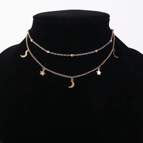 BaubleStar Star Moon Charm Necklace Layering Chain Choker for Women Girls in Saudi Arabia