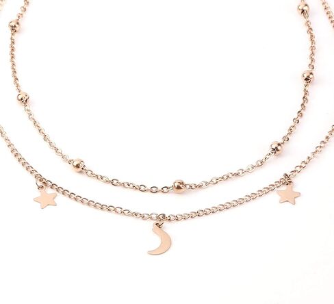 BaubleStar Star Moon Charm Necklace Layering Chain Choker for Women Girls in Saudi Arabia