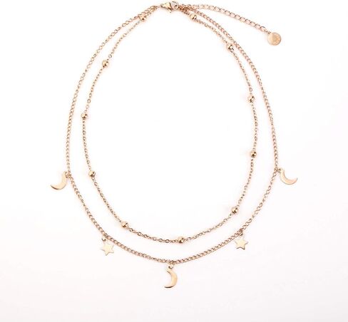 BaubleStar Star Moon Charm Necklace Layering Chain Choker for Women Girls in Saudi Arabia