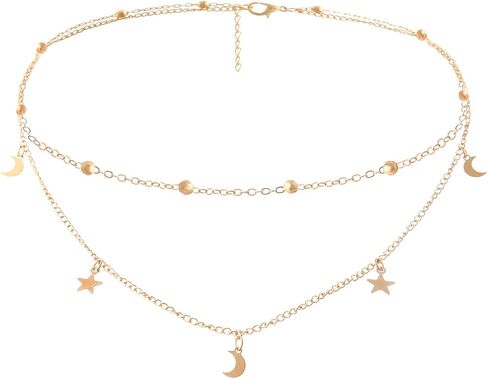 قلادة بسلسلة طبقات من BaubleStar Star Moon Charm للنساء والفتيات in Kuwait