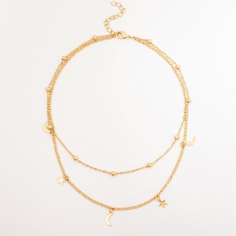 قلادة بسلسلة طبقات من BaubleStar Star Moon Charm للنساء والفتيات in Kuwait