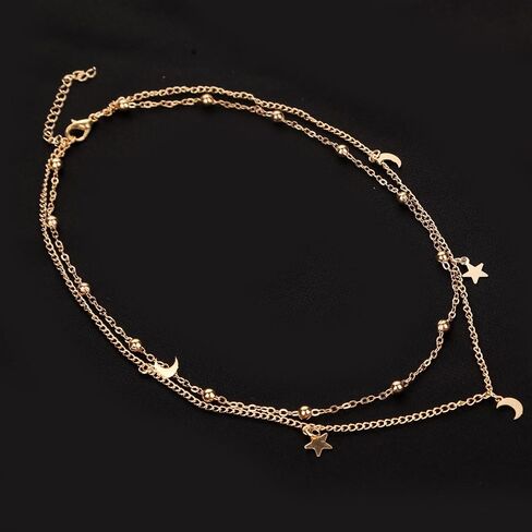 قلادة بسلسلة طبقات من BaubleStar Star Moon Charm للنساء والفتيات in Kuwait
