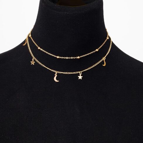 قلادة بسلسلة طبقات من BaubleStar Star Moon Charm للنساء والفتيات in Kuwait