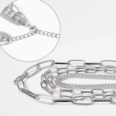 CIBIRICH Chunky Necklaces for women Punk Chain Silver Statement Collar Necklace in Saudi Arabia