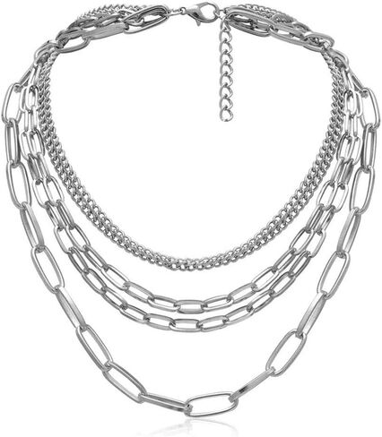 CIBIRICH Chunky Necklaces for women Punk Chain Silver Statement Collar Necklace in Saudi Arabia