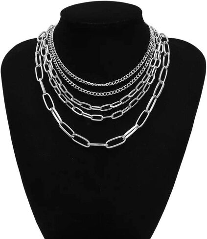 CIBIRICH Chunky Necklaces for women Punk Chain Silver Statement Collar Necklace in Saudi Arabia