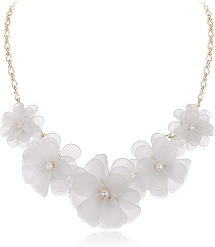 Flyonce Flower Collar Necklace, Floral Flower Statement Summer Beach Chokers Necklaces for Women Girls in Saudi Arabia