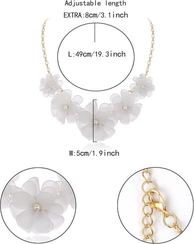 Flyonce Flower Collar Necklace, Floral Flower Statement Summer Beach Chokers Necklaces for Women Girls in Saudi Arabia