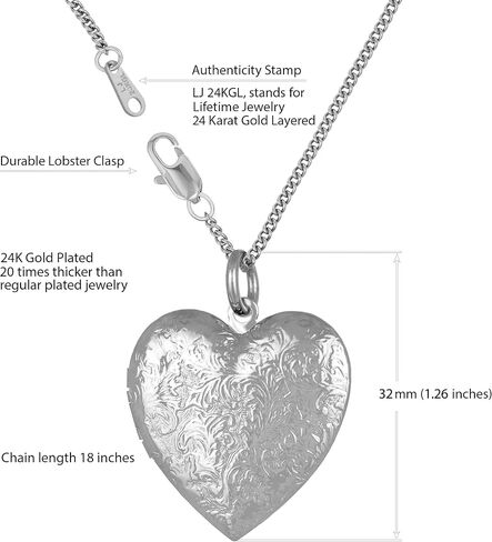 LIFETIME JEWELRY Antique Heart Locket Necklace That Holds Pictures 24k Gold Plated in Saudi Arabia