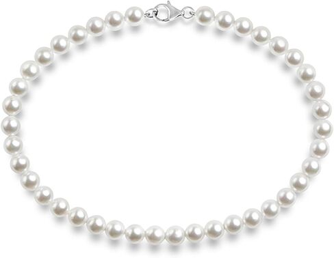 PAVOI Sterling Silver Round White Simulated Shell Pearl Necklace Strand | Pearl Choker Necklace | Jewelry for Women in Saudi Arabia