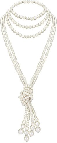 BABEYOND Long Pearl Necklace Faux Pearls Necklace Set Beaded Long Pearls Necklace 1920s Gatsby Costume Jewelry in Saudi Arabia