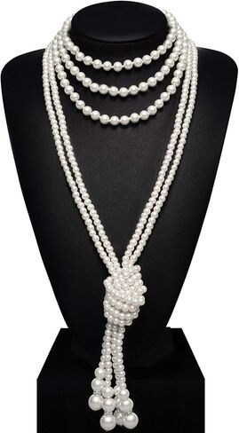 BABEYOND Long Pearl Necklace Faux Pearls Necklace Set Beaded Long Pearls Necklace 1920s Gatsby Costume Jewelry in Saudi Arabia