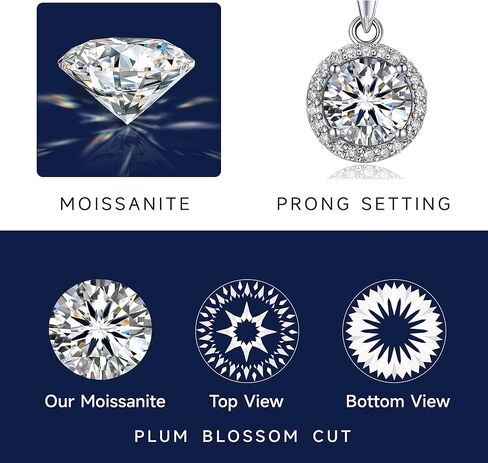 MomentWish Heart Necklace for Women, 1 Carat Simulated Moissanite Necklace for Her 925 Sterling Silver Halo Pendant Anniversary Valentine's Day Birthday Gifts for Mom Wife Girlfriend-Heart in Kuwait