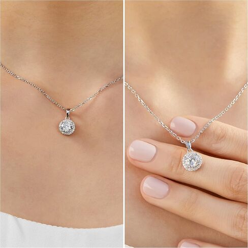 MomentWish Heart Necklace for Women, 1 Carat Simulated Moissanite Necklace for Her 925 Sterling Silver Halo Pendant Anniversary Valentine's Day Birthday Gifts for Mom Wife Girlfriend-Heart in Kuwait