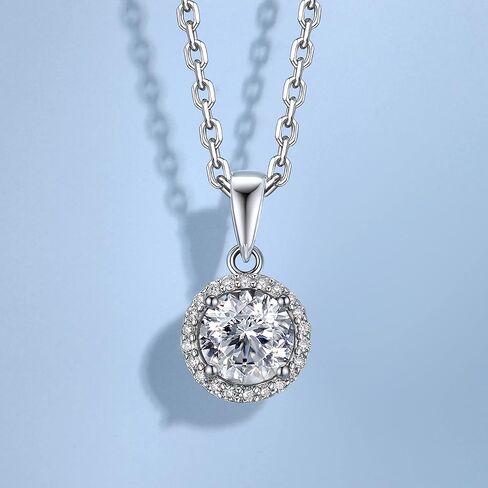 MomentWish Heart Necklace for Women, 1 Carat Simulated Moissanite Necklace for Her 925 Sterling Silver Halo Pendant Anniversary Valentine's Day Birthday Gifts for Mom Wife Girlfriend-Heart in Kuwait