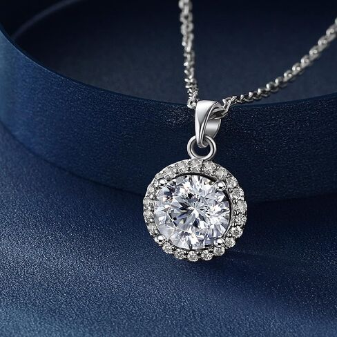 MomentWish Heart Necklace for Women, 1 Carat Simulated Moissanite Necklace for Her 925 Sterling Silver Halo Pendant Anniversary Valentine's Day Birthday Gifts for Mom Wife Girlfriend-Heart in Kuwait