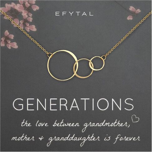 EFYTAL Mothers Day Gifts for Grandma, Sterling Silver 3 Generations Necklace, Grandmother Mothers Day Gifts, Nana Mothers Day Gift, Grandma Birthday Gifts, Nana Necklace in Saudi Arabia
