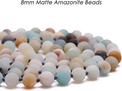 8mm Natural Amazonite & Blue Goldsand Long Beaded Necklace Wrap Bracelet Handmade Jewelry for Women Men in Saudi Arabia