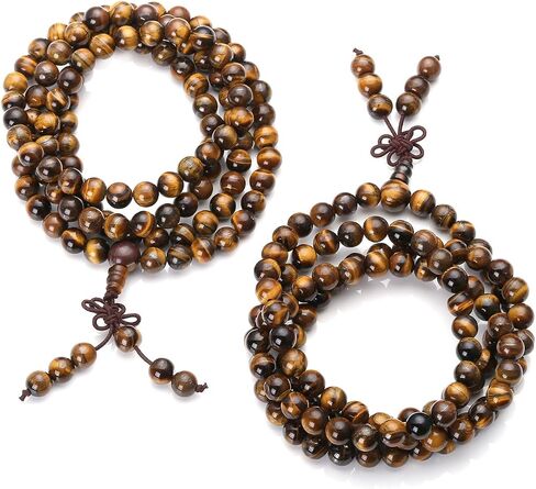 Jovivi Tibetan 8mm 108 Natural Tiger Eye Gemstone Beads Prayer Mala Bracelet Necklace in Kuwait