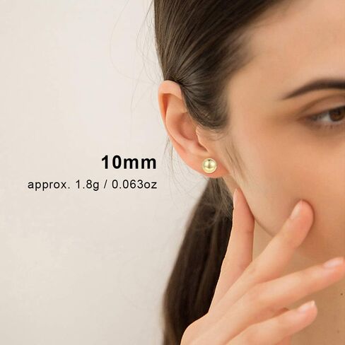 18K Gold Plated Sterling Silver Ball Stud Earrings 3mm-10mm Options, Simple Polished Ball Studs Hypoallergenic Jewelry in Saudi Arabia