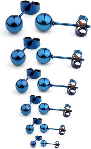 Ruifan 20G Stainless Steel Ball Stud Earrings for Men Women Round 3-8mm 6Pairs in Saudi Arabia