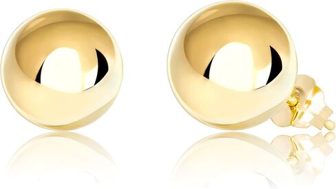 Honolulu Jewelry Company 14K Real Gold Polished Round Ball Stud Earrings, 2mm - 10mm in Kuwait