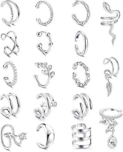 HAIAISO 18 Pcs Gold Ear Cuffs for Women Non Piercing Adjustable Ear Cuff Earrings Clip On Cartilage Helix Wrap Ear Jewelry Set in Saudi Arabia